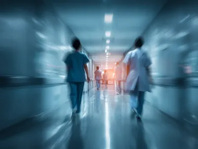 Healthcare workers, blurred