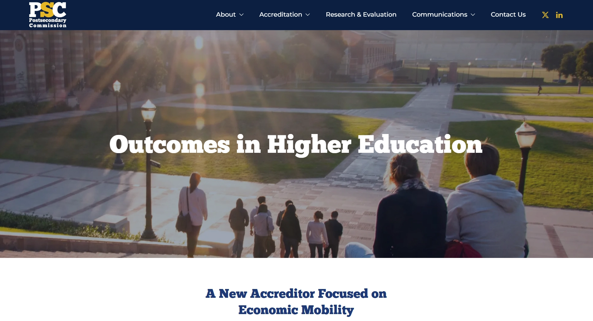 postsecondary commission website screenshot - https://postsecondarycommission.org