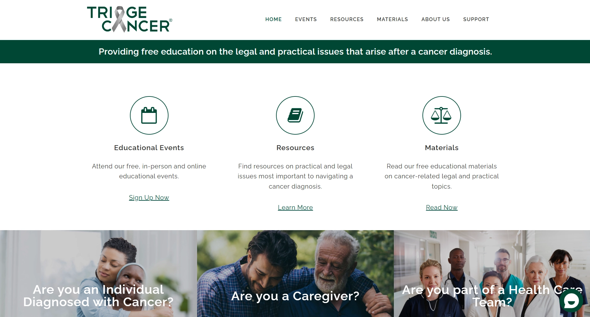 triage cancer website screenshot - https://triagecancer.org