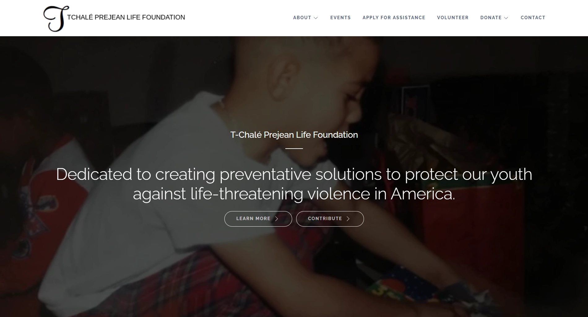 tchale prejean life foundation website screenshot - https://tchaleprejeanlifefoundation.org