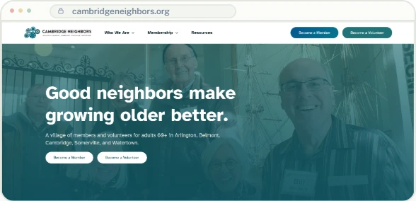 cambridgeneighbors.org homepage screenshot