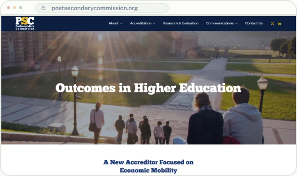 postsecondarycommission.org homepage screenshot
