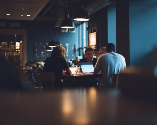 small team working together shop